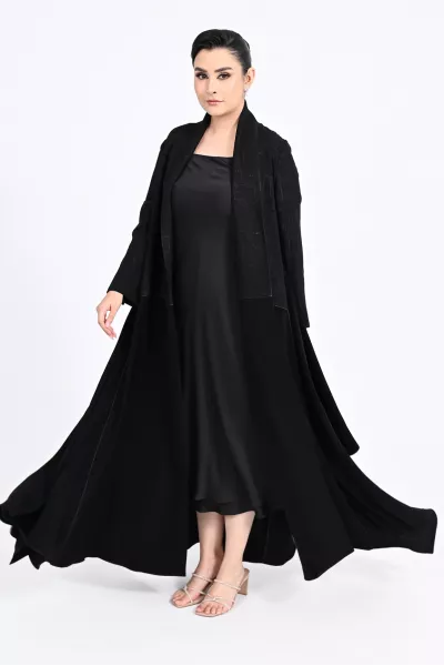 عباية كريب أسود 01017
