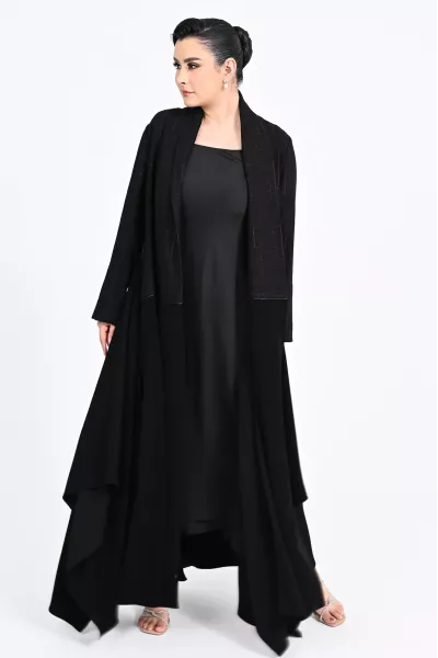 عباية كريب أسود 01017