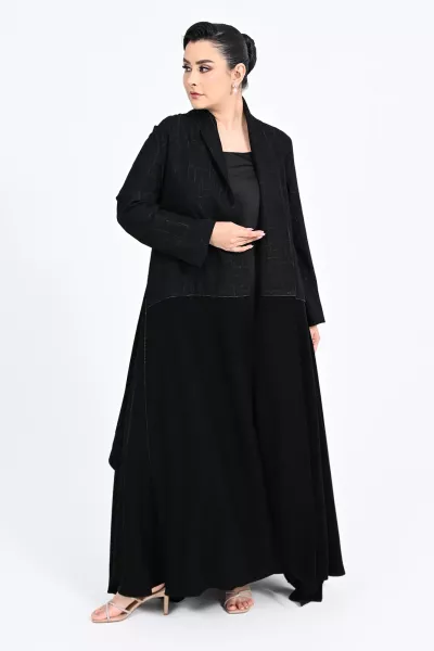عباية كريب أسود 01017