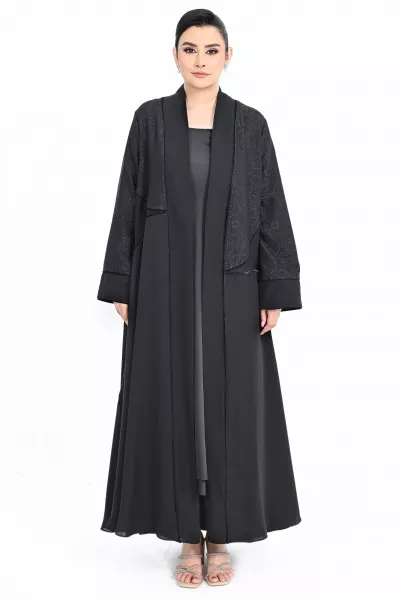 عباية كريب أسود و جاكار 01016
