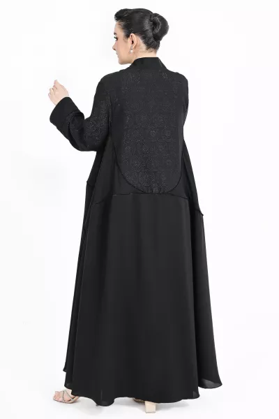 عباية كريب أسود و جاكار 01016