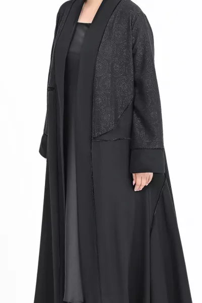 عباية كريب أسود و جاكار 01016