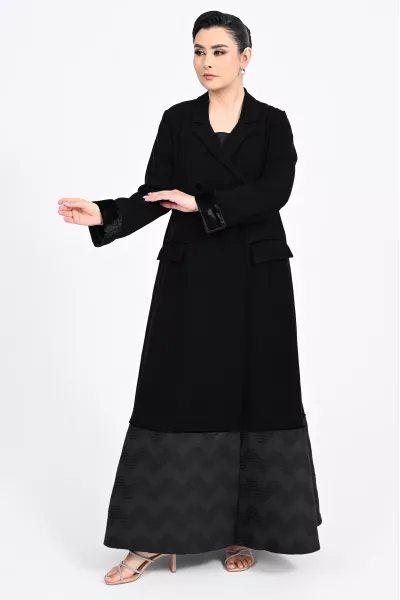 عباية كريب أسود و جاكار 01013