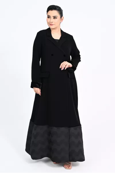 عباية كريب أسود و جاكار 01013