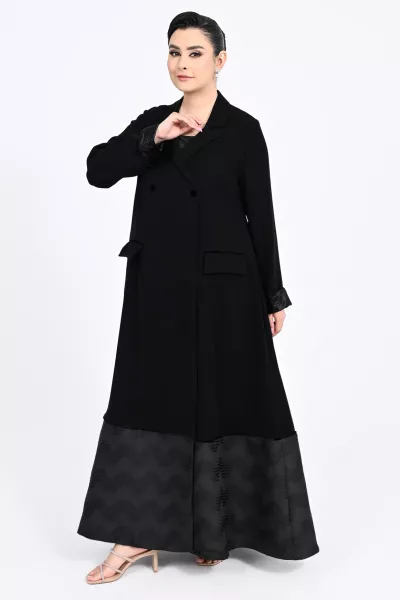 عباية كريب أسود و جاكار 01013