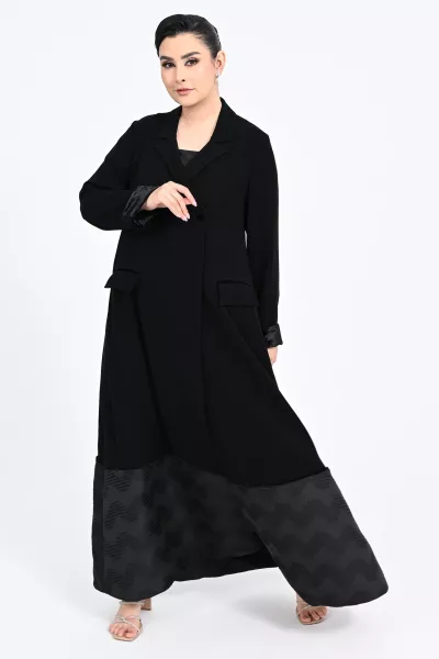 عباية كريب أسود و جاكار 01013