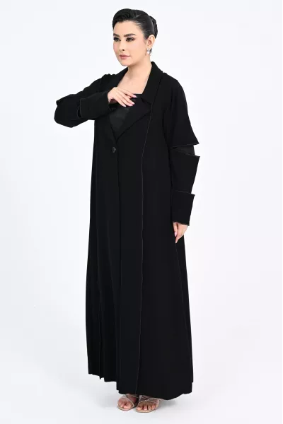 عباية كريب أسود 0109