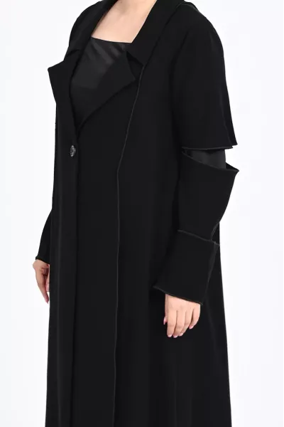 عباية كريب أسود 0109