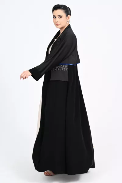 عباية كريب أسود مع جاكار 0108