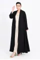 عباية كريب أسود مع جاكار 0107