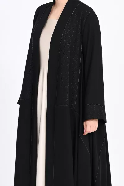 عباية كريب أسود مع جاكار 0107