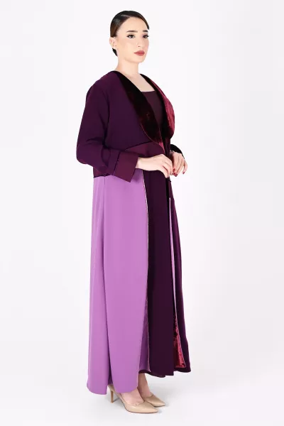 عباية كريب مع مخمل 01034