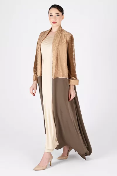 عباية كريب و حرير مع مخمل 01022