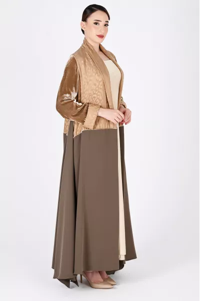 عباية كريب و حرير مع مخمل 01022