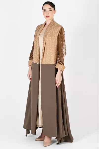 عباية كريب و حرير مع مخمل 01022