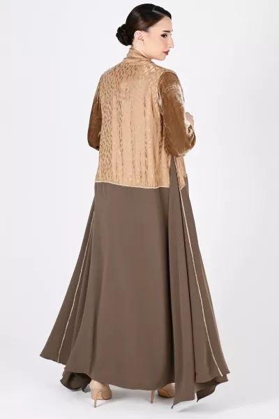 عباية كريب و حرير مع مخمل 01022