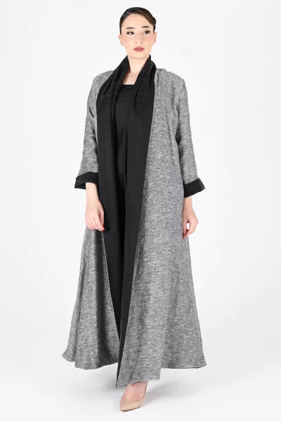 عباية تلبس من الجهتين لينين مع حرير 01023