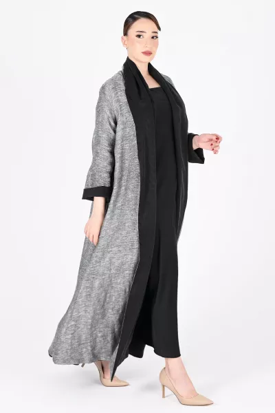 عباية تلبس من الجهتين لينين مع حرير 01023