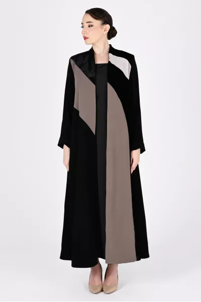 عباية 01042 مزيج من الكريب و المخمل 