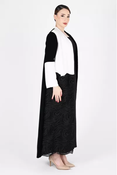 عباية كريب ودانتيل 01021