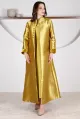 عباية 01047 قماش حريري من التفتا باللون الأصفر الخردلي
