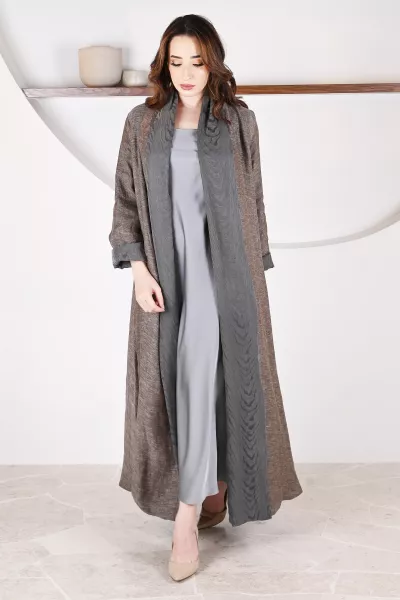 عباية 01051 عباية قابلة للعكس حرير منقوش 