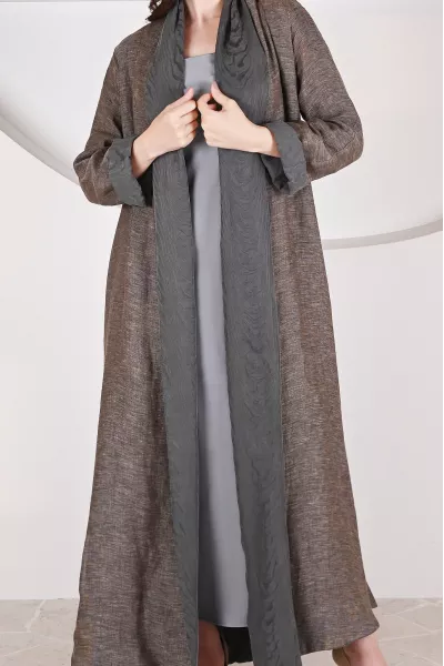 عباية 01051 عباية قابلة للعكس حرير منقوش 