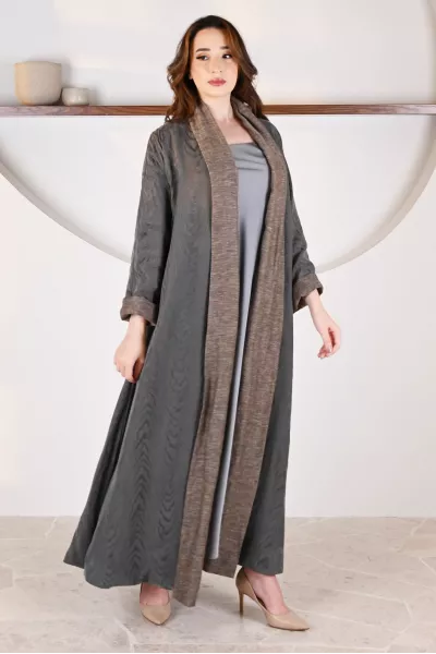 عباية 01052 عباية قابلة للعكس حرير منقوش