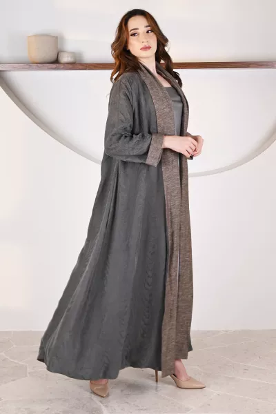 عباية 01052 عباية قابلة للعكس حرير منقوش