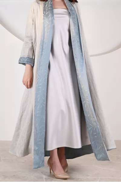 عباية 01053 عباية قابلة للعكس حريرية منقوشة