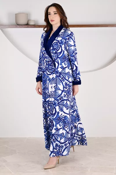 عباية 01063 عباية بليزر من قماش رايون مطبوع