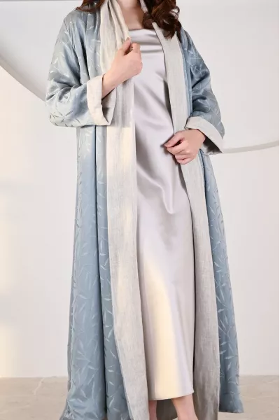 عباية 01053 عباية قابلة للعكس حريرية منقوشة