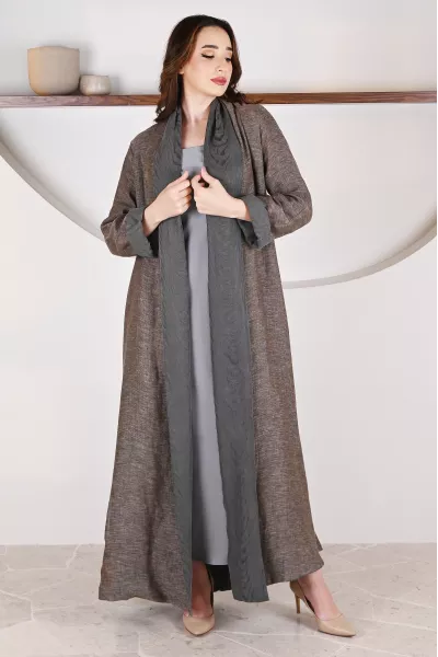 عباية 01052 عباية قابلة للعكس حرير منقوش