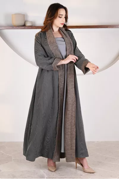 عباية 01051 عباية قابلة للعكس حرير منقوش 