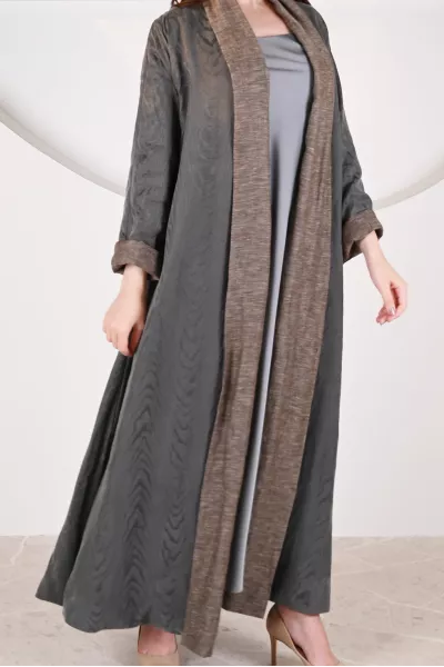 عباية 01051 عباية قابلة للعكس حرير منقوش 