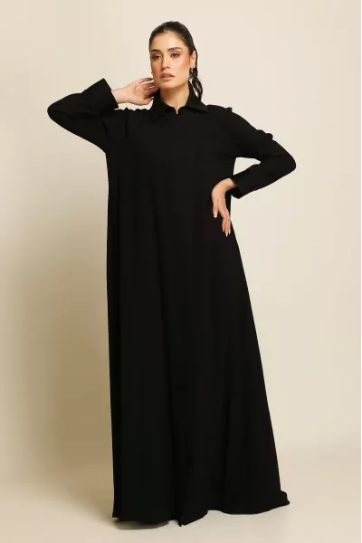 عباية كريب ناعم أسود 082