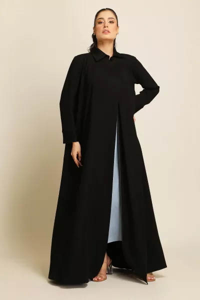 عباية كريب ناعم أسود 082