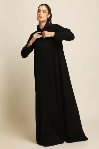 عباية كريب ناعم أسود 082