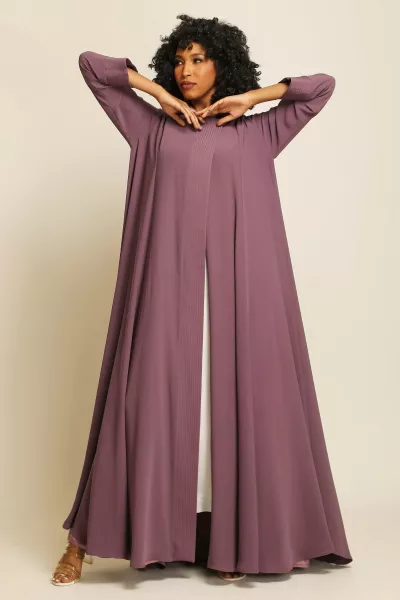 عباية كريب ناعم لون موڤ داكن 083