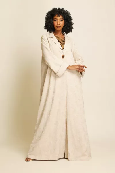 عباية لينين شبه طبيعي لون كريمي 045