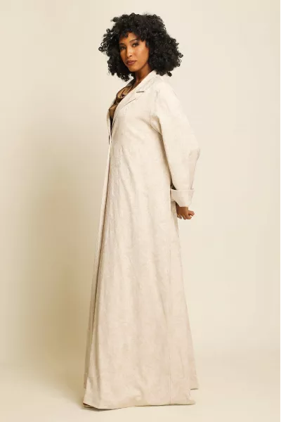 عباية لينين شبه طبيعي لون كريمي 045