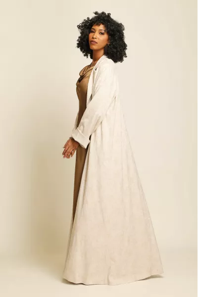 عباية لينين شبه طبيعي لون كريمي 045