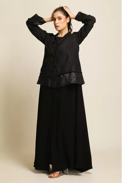 عباية لينين فاخر و كريب بستايل جاكت 037