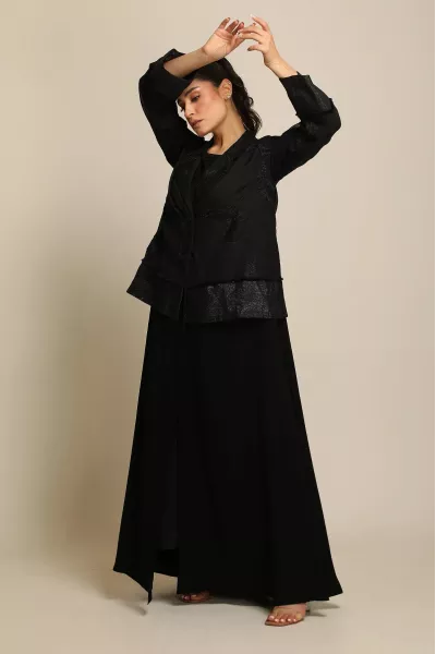 عباية لينين فاخر و كريب بستايل جاكت 037