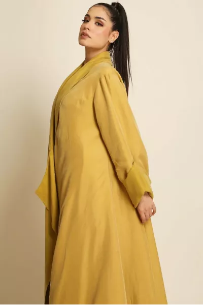 عباية دبل فيس سلك ثقيل أصفر مطفي 084