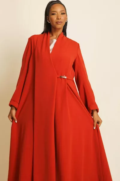 عباية كريب ناعم برتقالي ناري 060