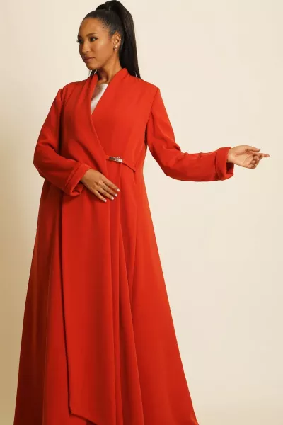 عباية كريب ناعم برتقالي ناري 060