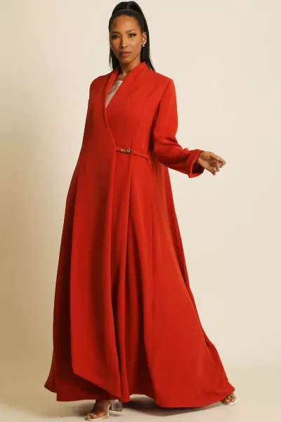 عباية كريب ناعم برتقالي ناري 060