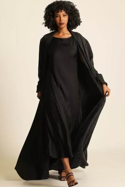 عباية دبل فيس سلك ثقيل أسود 085