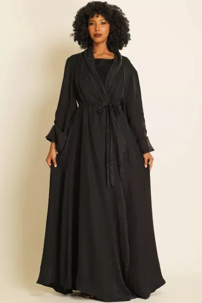 عباية دبل فيس سلك ثقيل أسود 085